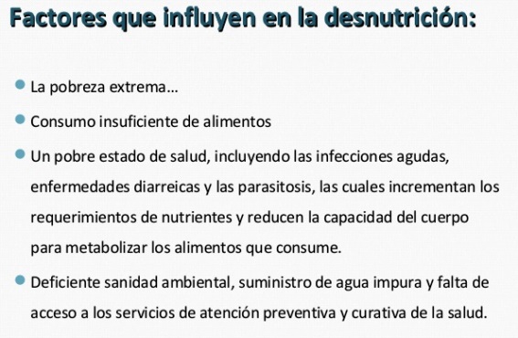 Factores de riesgo de la desnutrición