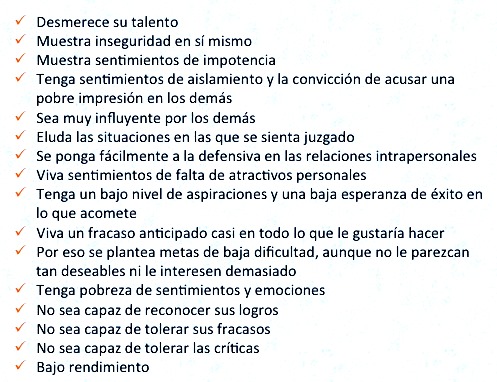 ¿Cuáles son las características de una persona con baja autoestima?